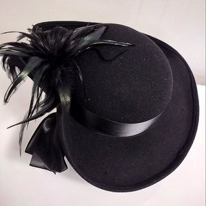 Black Feather Flower Hat